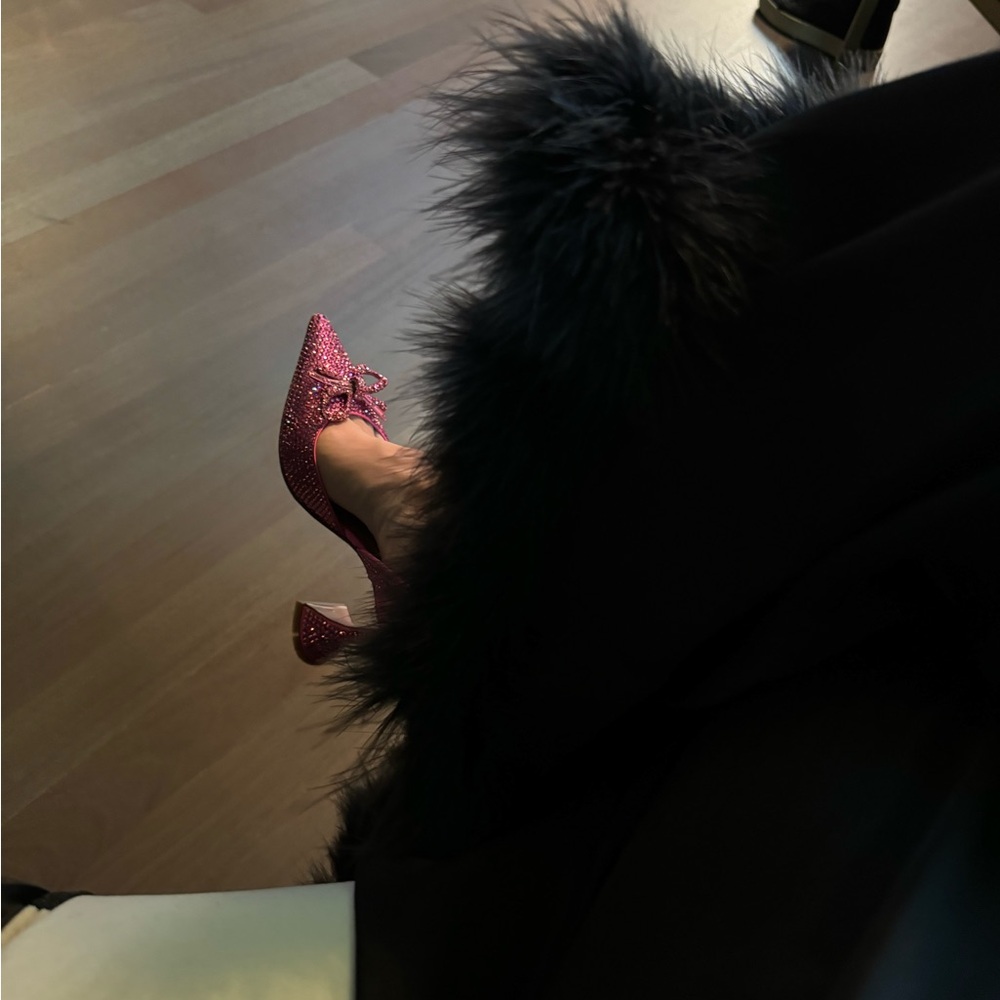 Sleeper Black Flare Pants with Faux Fur Trim